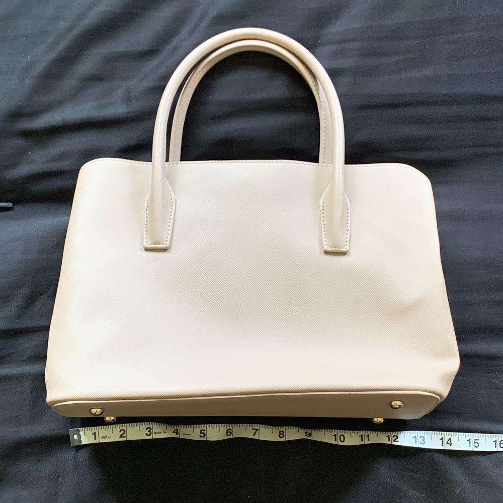 Natural Beauty Basic Cream & Gold Top Handle Purse w/ Removable shoulder strap - Picture 10 of 11